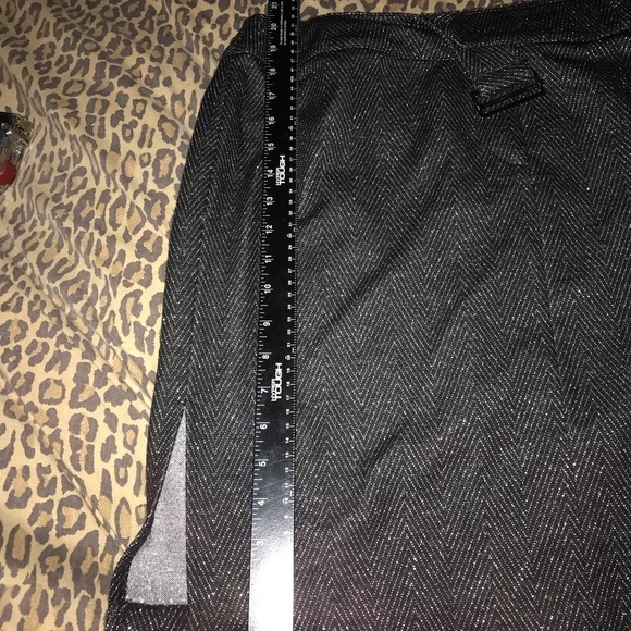 Express  size 12 black silver metallic threading self belted mini skirt - Picture 7 of 13